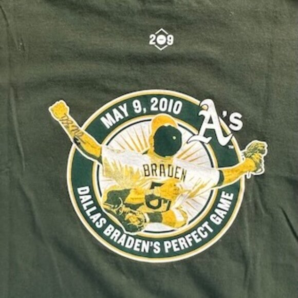 Signed Dallas Braden Perfect Game Tee Shirt - 27 Up, 27 Down - Mens Sz. XL EUC - Picture 7 of 8